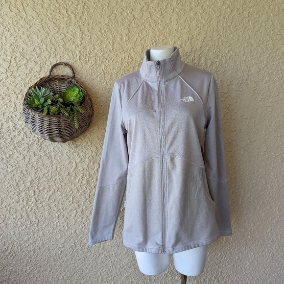 The north face full zip gray jacket fleece lined women's  size L - Picture 2 of 7